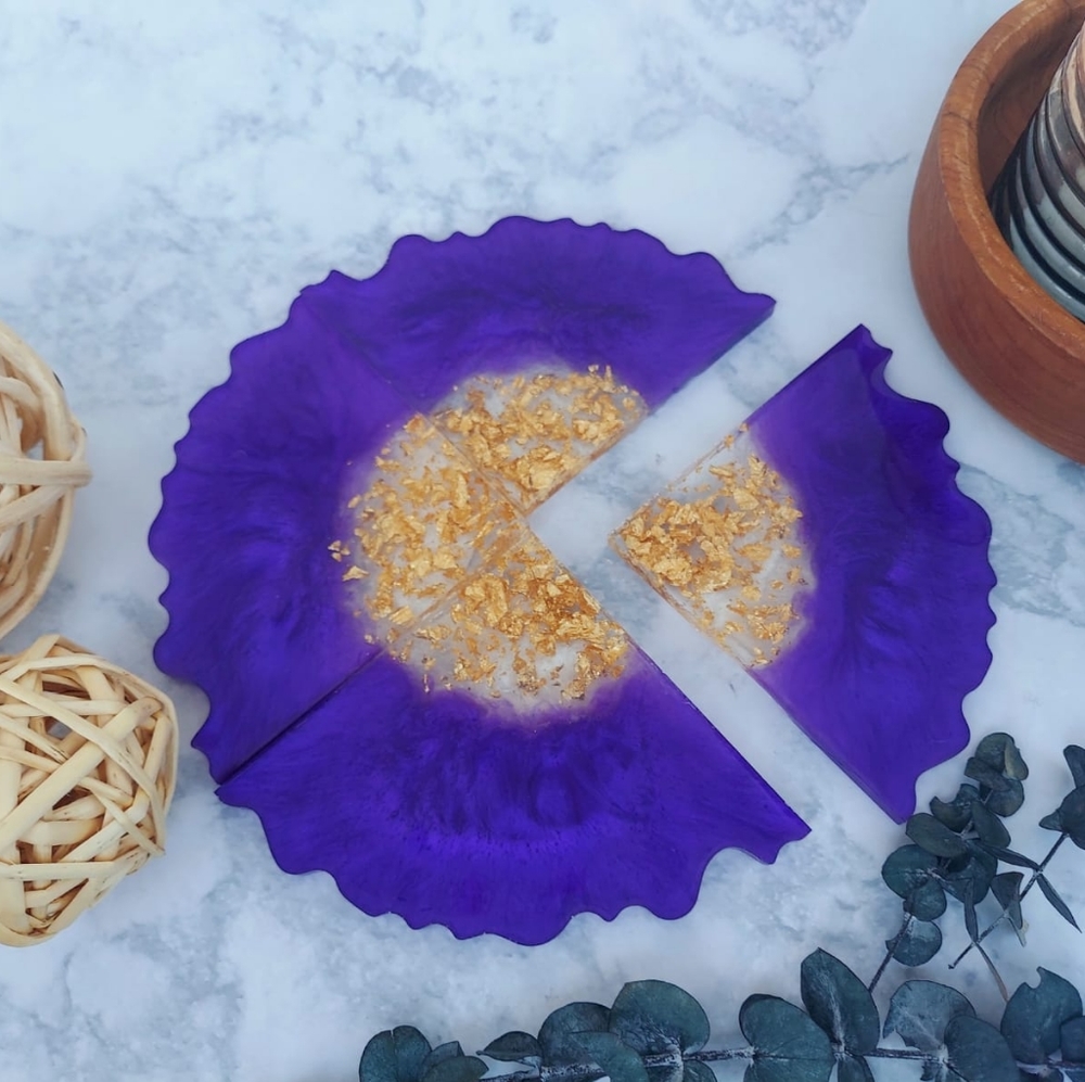 Purple and Golden Resin Coasters!!